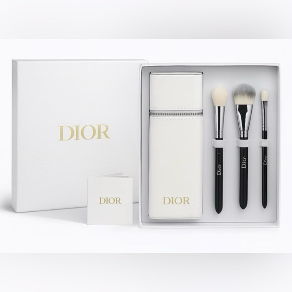 Dior White and Black Brush Set with Case